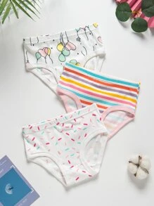 3 件裝幼兒女孩全印花內衣套裝 - 彩色 - 查看 1