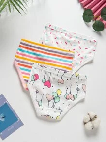 3 件裝幼兒女孩全印花內衣套裝 - 彩色 - 查看 2