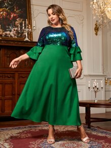 Modelyn 大碼荷葉袖亮片連衣裙 - 彩色 - 查看 2