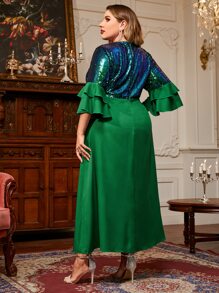 Modelyn 大碼荷葉袖亮片連衣裙 - 彩色 - 查看 3