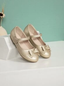 Giày búp bê trẻ em Nơ Bướm màu trơn Mary Jane - Vàng - Xem 5