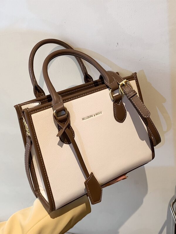 BELLEBORG Old Moeny, Lightweight,Business Casual Letter Detail Contrast Binding Square Bag For Women, Rookies & White-Collar Workers For Teen Girls Women College Students,Rookies & White-Collar Workers Perfect For Office,College,Work ,Business,Commute,Outdoors, Travel, Outings, Bag For Women Elegant