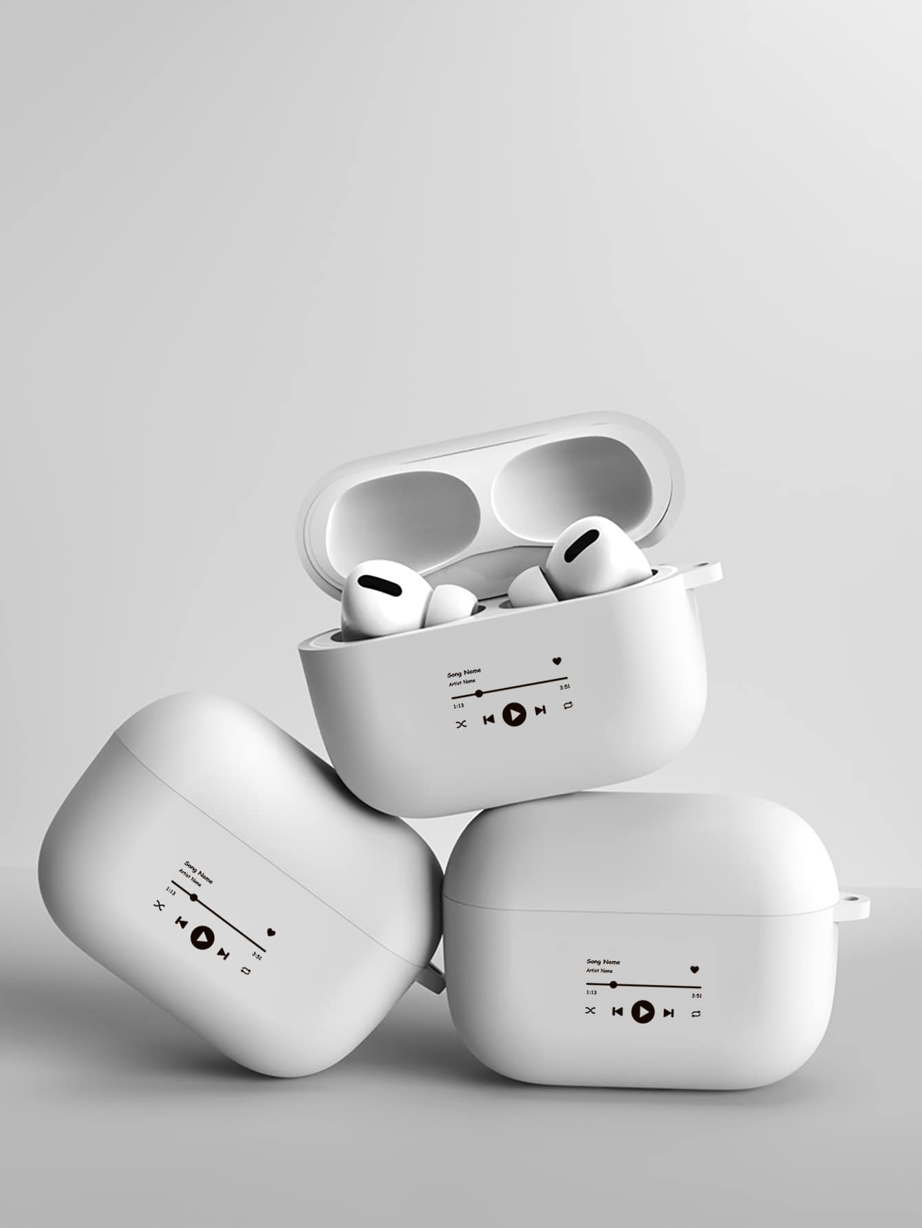 Music Player Print Case Compatible With Airpods For AirPods1/2 AirPods Pro - White - View 1