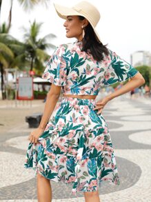 Tropical Twist Detail Top & Skirt Set - Multicolor - View 2