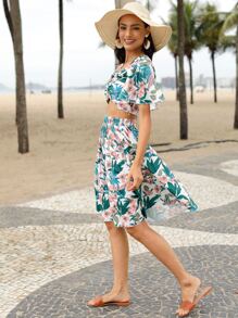 Tropical Twist Detail Top & Skirt Set - Multicolor - View 5