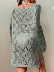 Boat Neck Cover Up, For Summer Beach Vacation - Grey - View 2