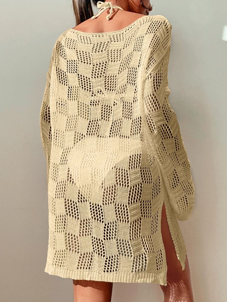 Boat Neck Cover Up, For Summer Beach Vacation - Apricot - View 2