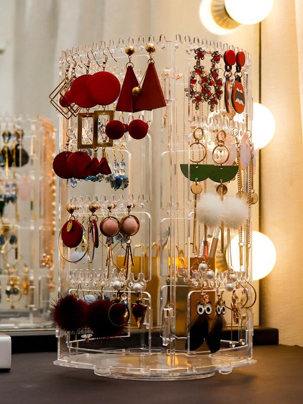 360 Rotating Earrings Holder Jewelry Organizer 4 Tiers Jewelry Rack