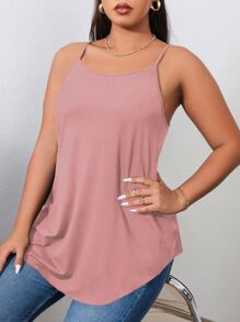 Calvaya Plus Solid Cami Top - Pink - View 1