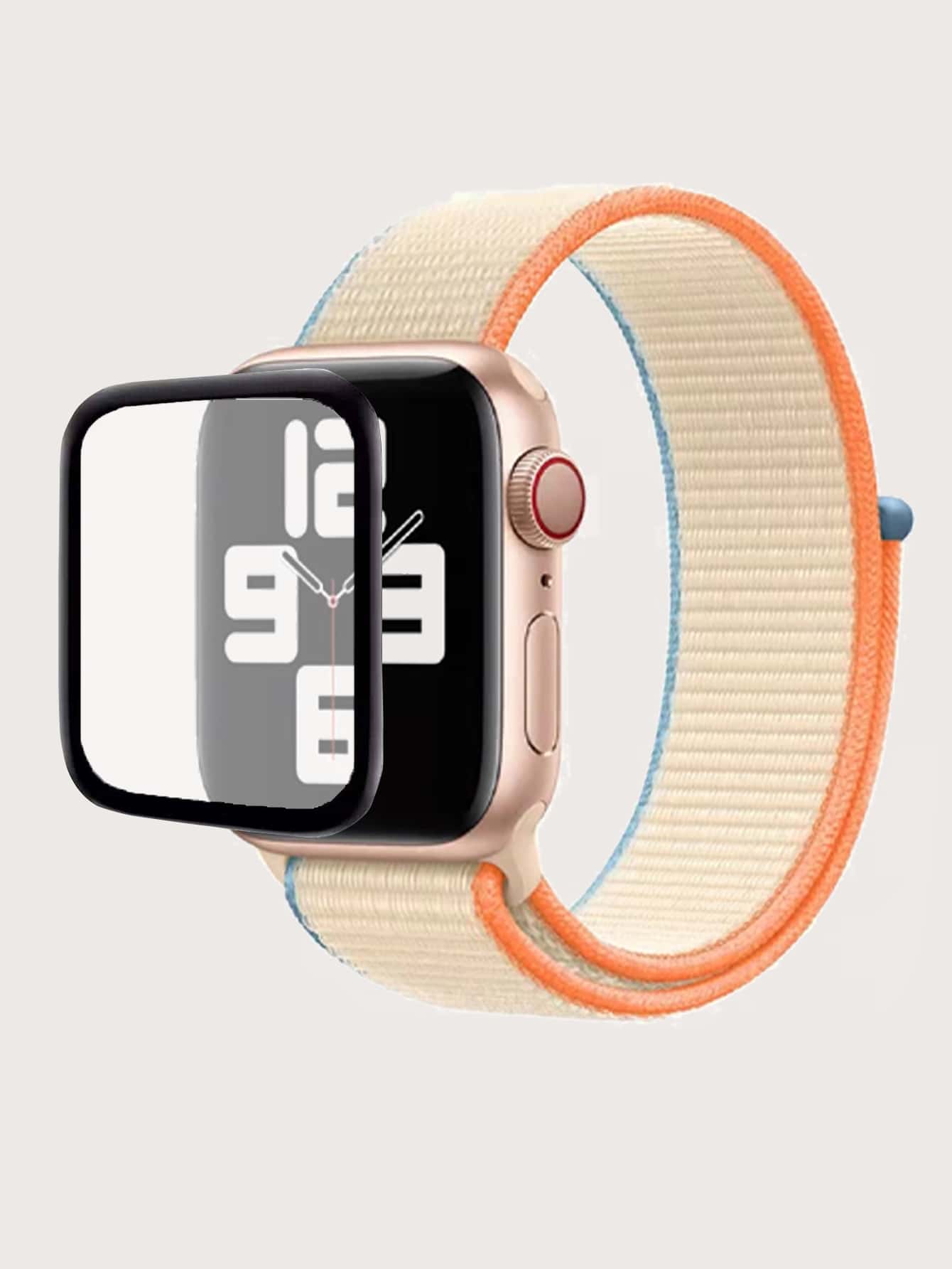 Dây đeo đồng hồ đơn giản 1pc tương thích với Apple Watch & Phim bảo vệ màn hình 1pc - Màu be - Xem 1