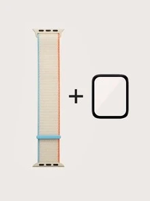 Dây đeo đồng hồ đơn giản 1pc tương thích với Apple Watch & Phim bảo vệ màn hình 1pc - Màu be - Xem 3