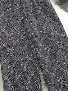 SHEIN Unity Plus Allover Paisley Print Knot Hem Trousers - Multicolor - View 5