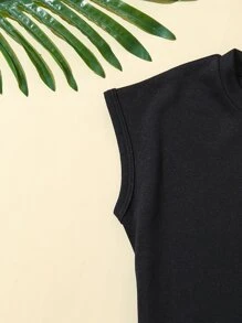 Toddler Girls Batwing Sleeve Top & Track Shorts - Black - View 3