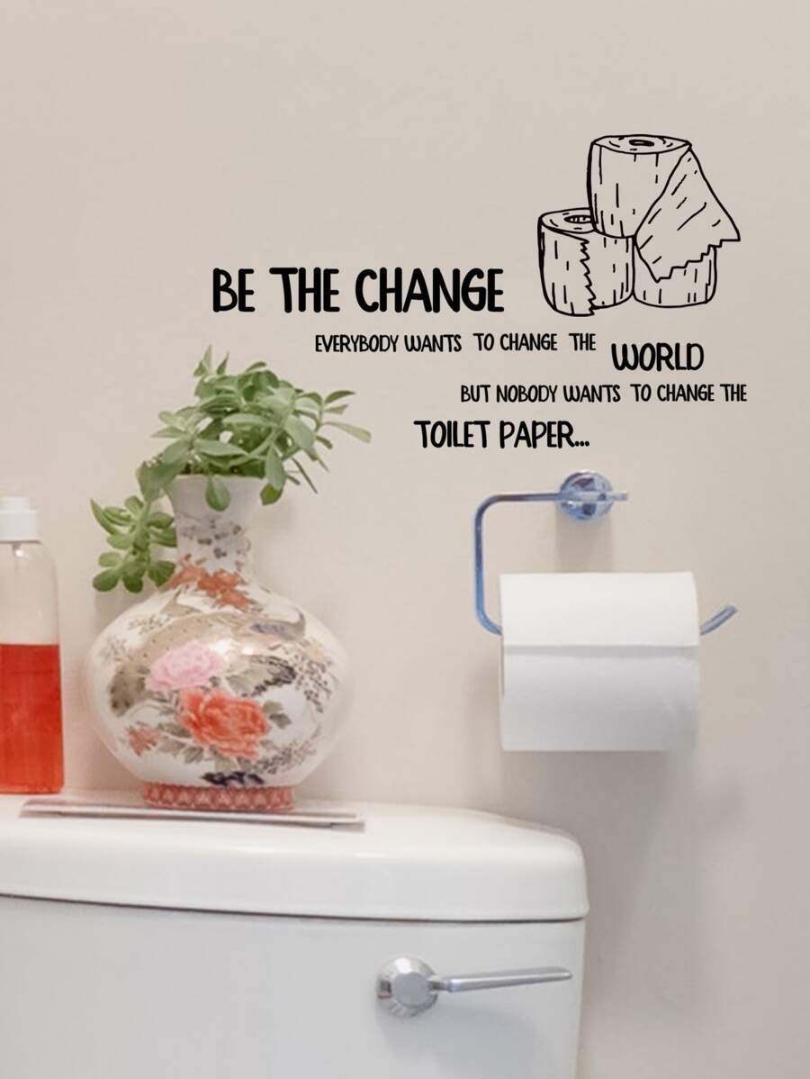 1pc Slogan Graphic Toilet Lid Decal - Black - View 1