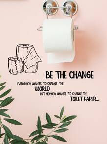1pc Slogan Graphic Toilet Lid Decal - Black - View 2
