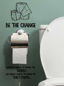 1pc Slogan Graphic Toilet Lid Decal - Black - View 3