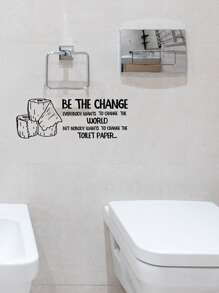 1pc Slogan Graphic Toilet Lid Decal - Black - View 5
