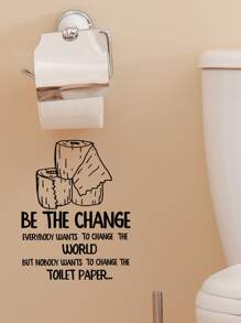 1pc Slogan Graphic Toilet Lid Decal - Black - View 6
