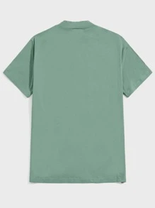 Manfinity Homme Men Letter Graphic Stand Collar Tee - Mint Green - View 2