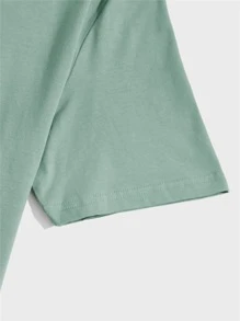 Manfinity Homme Men Letter Graphic Stand Collar Tee - Mint Green - View 4