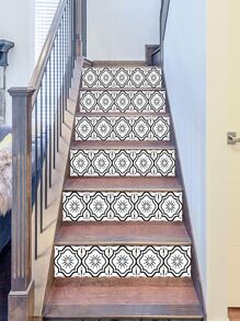 10 piezas Adhesivos para el suelo vintage con patrón de azulejo - Multicolor - Ver 1