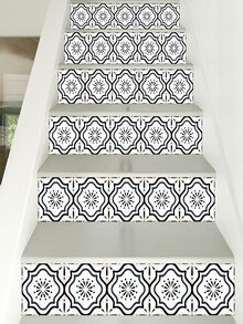 10 piezas Adhesivos para el suelo vintage con patrón de azulejo - Multicolor - Ver 4