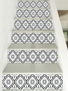 10 piezas Adhesivos para el suelo vintage con patrón de azulejo - Multicolor - Ver 5