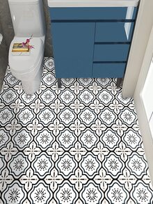 10 piezas Adhesivos para el suelo vintage con patrón de azulejo - Multicolor - Ver 6