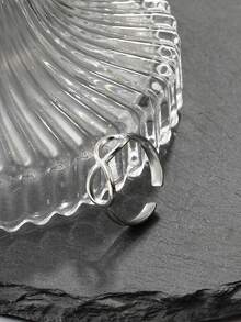 Hombres Anillo abierto con diseño de infinito - Plateado - Ver 1