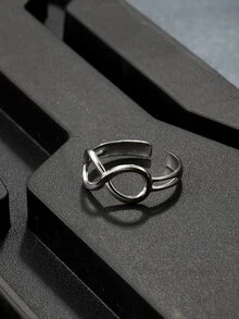 Hombres Anillo abierto con diseño de infinito - Plateado - Ver 2
