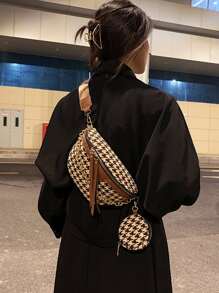 Túi Crossbody Nữ răng cưa Lá thư Có thể điều chỉnh được - Nhiều màu - Xem 3