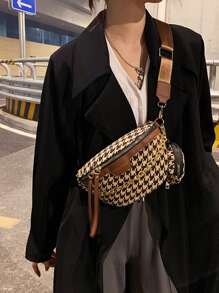 Túi Crossbody Nữ răng cưa Lá thư Có thể điều chỉnh được - Nhiều màu - Xem 4