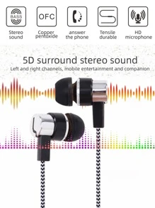 Color Block Wired In-ear Earphone - Multicolor - View 4