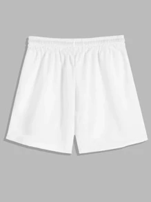Manfinity Homme Men Butterfly And Letter Graphic Drawstring Shorts - White - View 2