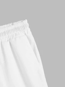 Manfinity Homme Men Butterfly And Letter Graphic Drawstring Shorts - White - View 3