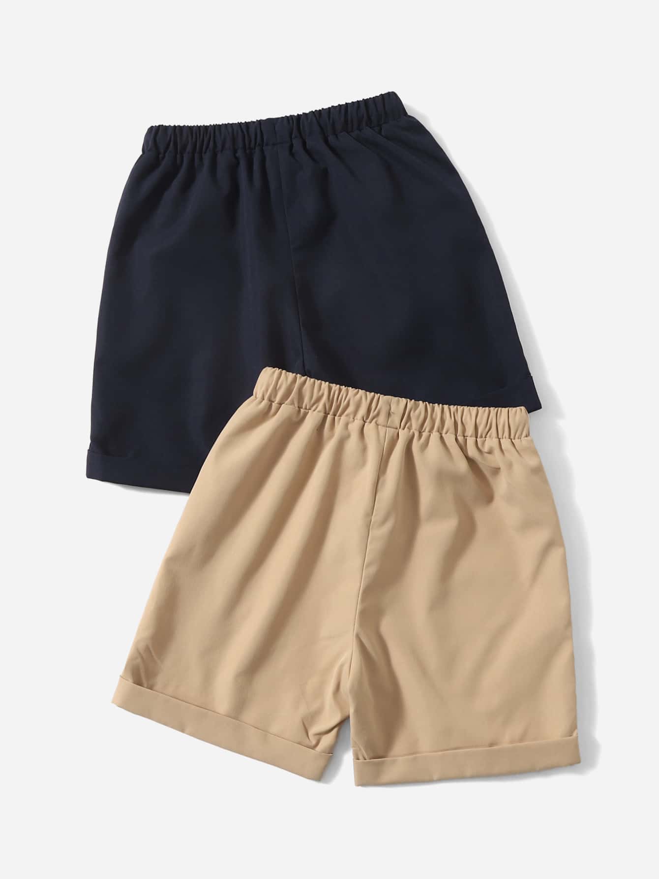 SHEIN Toddler Boys 2pcs Slant Pockets Drawstring Waist Shorts - Multicolor - View 2