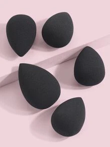 MAANGE 5 件装中号化妆海绵带便携盒，柔软亲肤化妆粉扑，化妆工具方便携带，适合旅行 - 黑色 - 查看 4