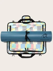 撞色格紋多隔間瑜伽收納袋 - 彩色 - 查看 3