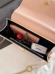 Mini Two Tone Hollow Out Chain Square Bag - Multicolor - View 4
