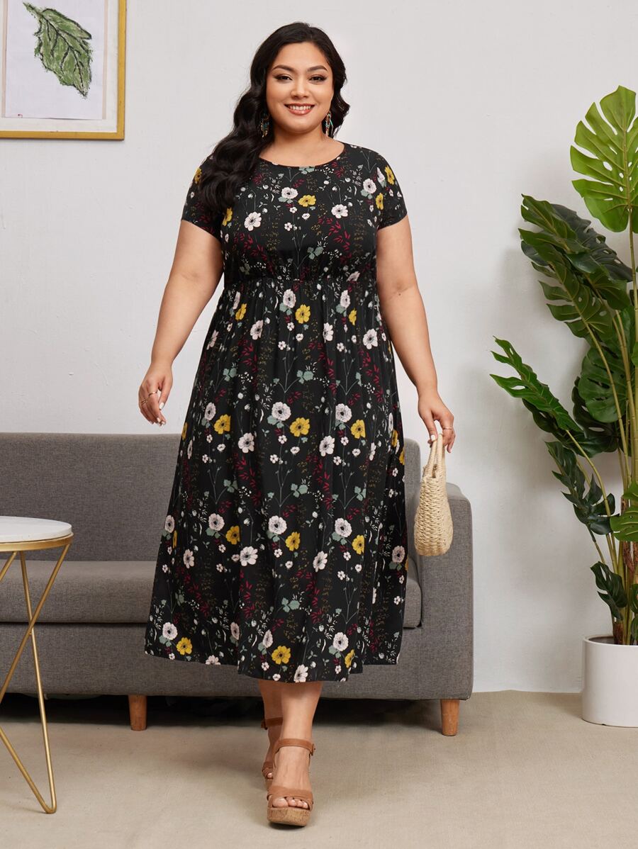 EMERY ROSE Plus Allover Floral Print Dress - Multicolor - View 1