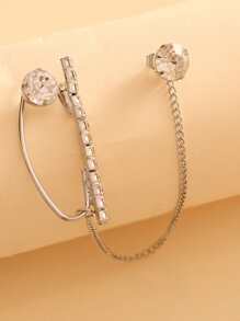 Cubic Zirconia Decor Mismatched Earrings