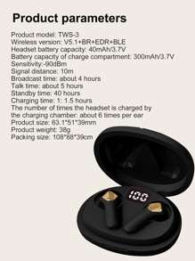 Tai nghe không dây hiển thị nguồn - màu đen - Xem 7