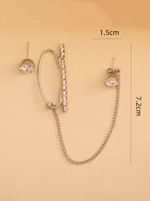 Cubic Zirconia Decor Mismatched Earrings