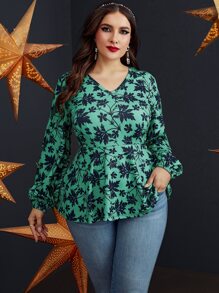 Áo thun Plus size Viên lá sen Hoa Giải trí - màu xanh lá - Xem 1