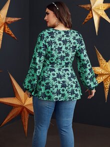 Áo thun Plus size Viên lá sen Hoa Giải trí - màu xanh lá - Xem 2