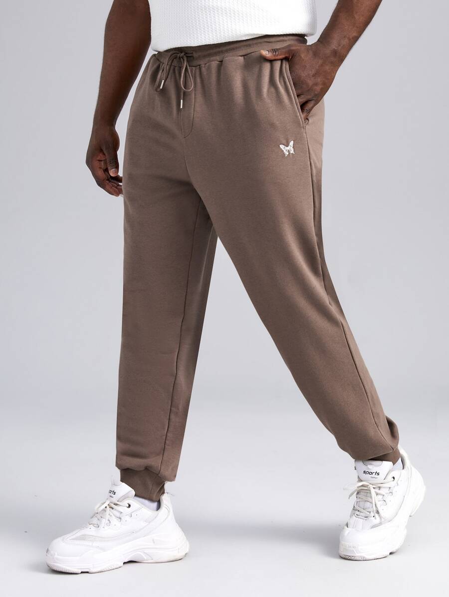 Manfinity Quần thể thao Nam Dây kéo Nghề thêu Túi Loại bướm - Cà phê nâu - Xem 1