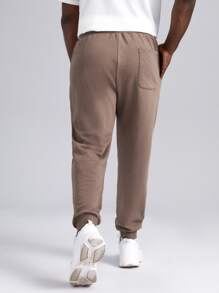 Manfinity Quần thể thao Nam Dây kéo Nghề thêu Túi Loại bướm - Cà phê nâu - Xem 2