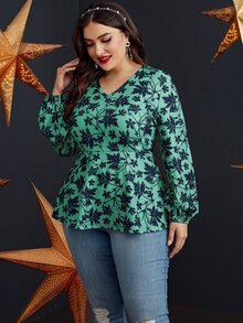 Áo thun Plus size Viên lá sen Hoa Giải trí - màu xanh lá - Xem 6