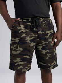Manfinity VCAY Nam Bông Camo In Áo thun & Eo dây rút Quần short - màu đen - Xem 6