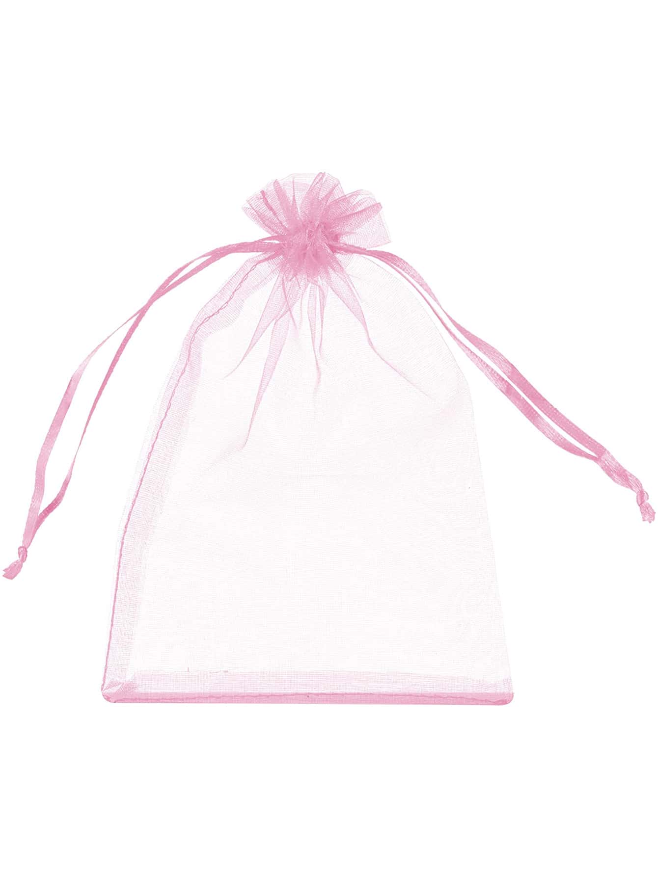 10pcs/set Organza Gift Bag For Jewelry, Drawstring Pouch For Wedding Candy Gift Bags Jewelry Packing - Pink - View 3